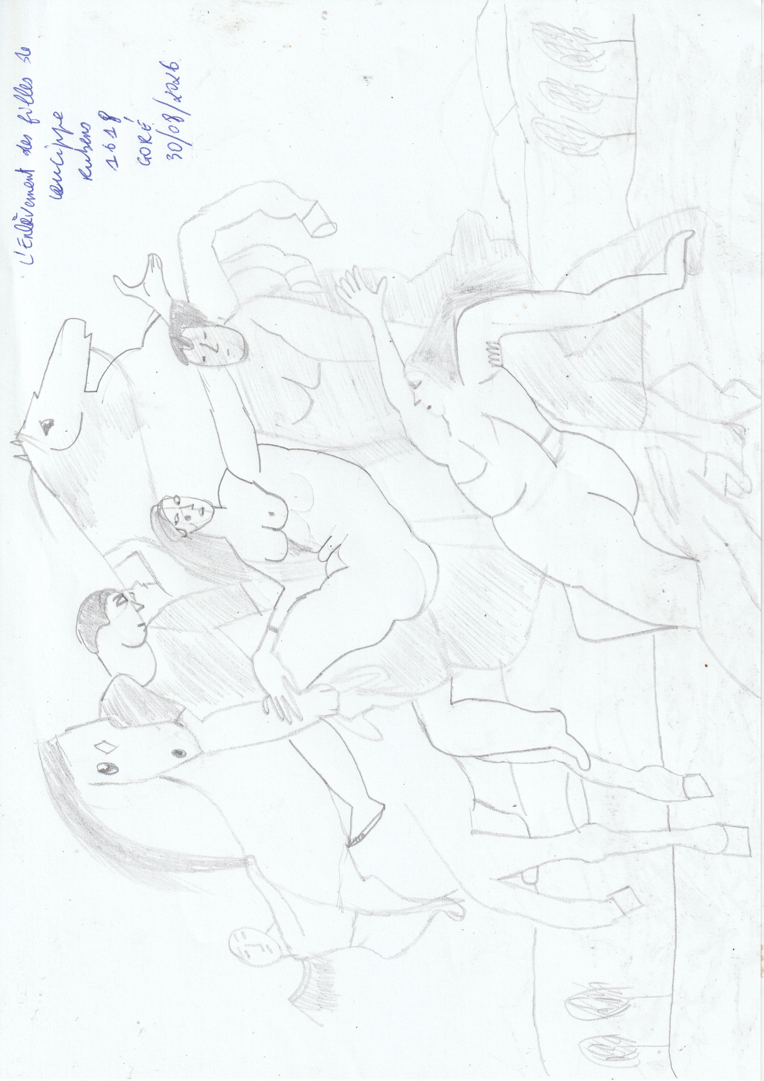 L'Enlèvement des filles de Leucippe, dessin de Goli Gore Gbaka